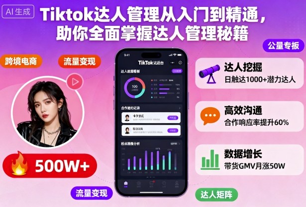 Tiktok达人管理从入门到精通，助你全面掌握达人管理秘籍-摇钱述