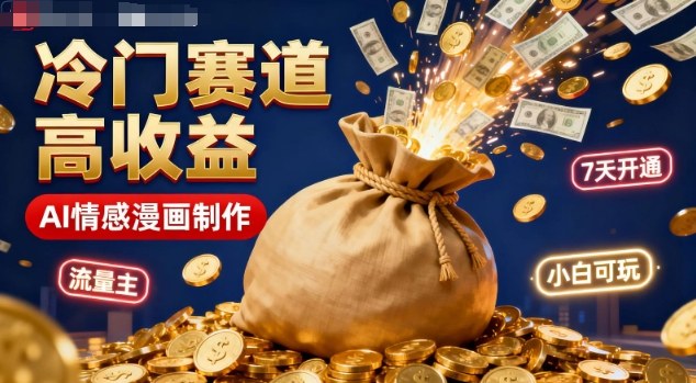 公众号冷门赛道，用AI做情感漫画，7天开通流量主，操作简单，小白可玩-摇钱述